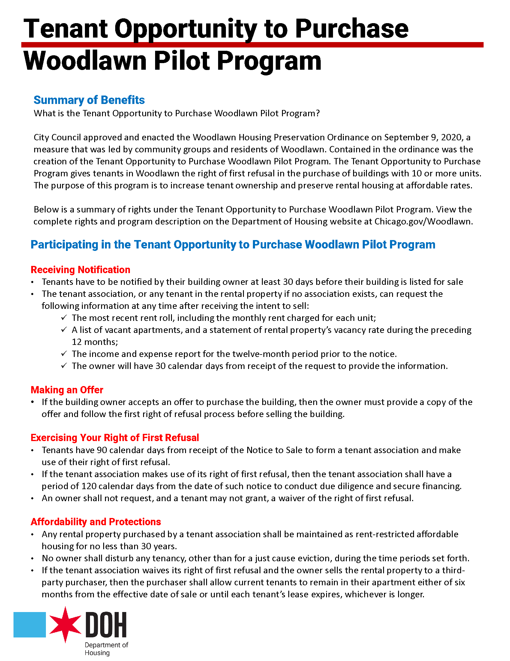 Preview of the Tenant Opportunity to Purchase Woodlawn Pilot Program - click to access 